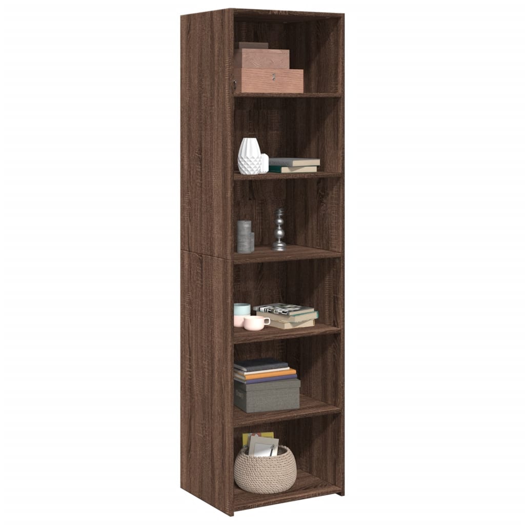 Buffet haut chêne marron 50x41x185 cm bois d'ingénierie - XIOS