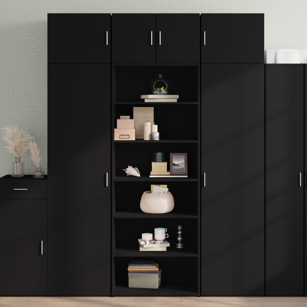 Buffet haut noir 70x41x185 cm bois d'ingénierie - XIOS