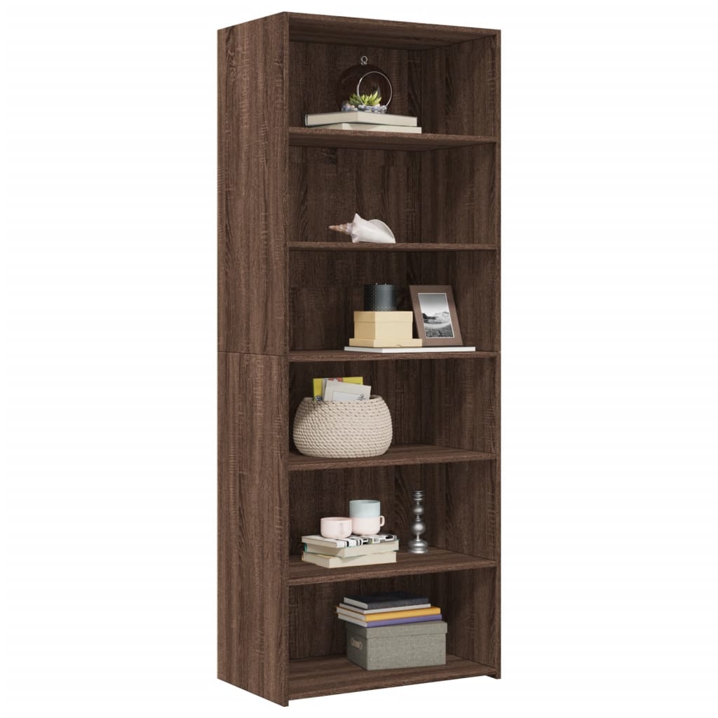 Buffet haut chêne marron 70x41x185 cm bois d'ingénierie - XIOS