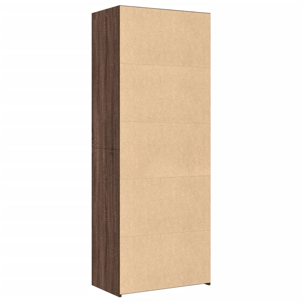 Buffet haut chêne marron 70x41x185 cm bois d'ingénierie - XIOS
