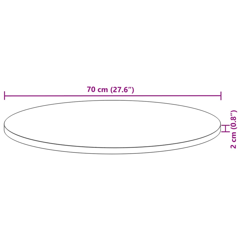 Dessus de table rond Ø70x2 cm bois massif d'acacia - XIOS