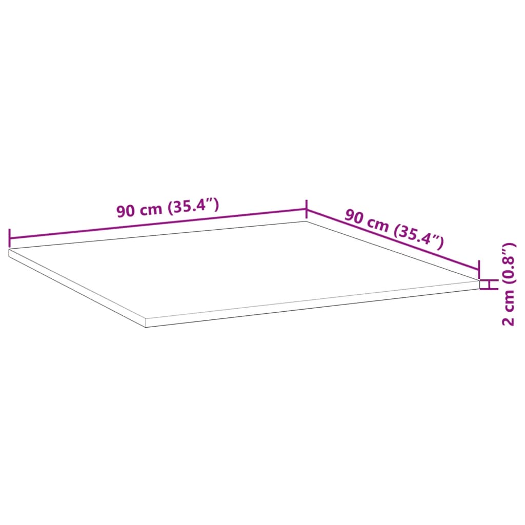 Dessus de table carré 90x90x2 cm bois massif d'acacia - XIOS