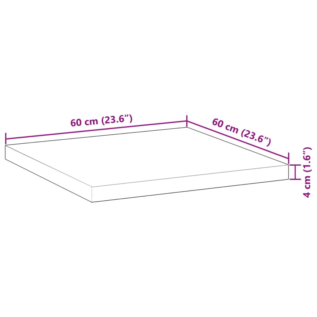 Dessus de table carré 60x60x4 cm bois massif d'acacia - XIOS