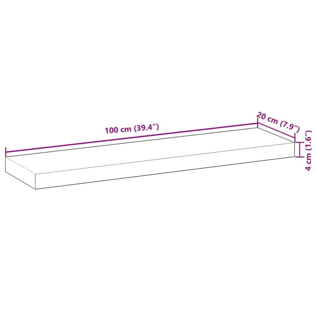 Dessus de table 100x20x4 cm rectangulaire bois massif d'acacia - XIOS