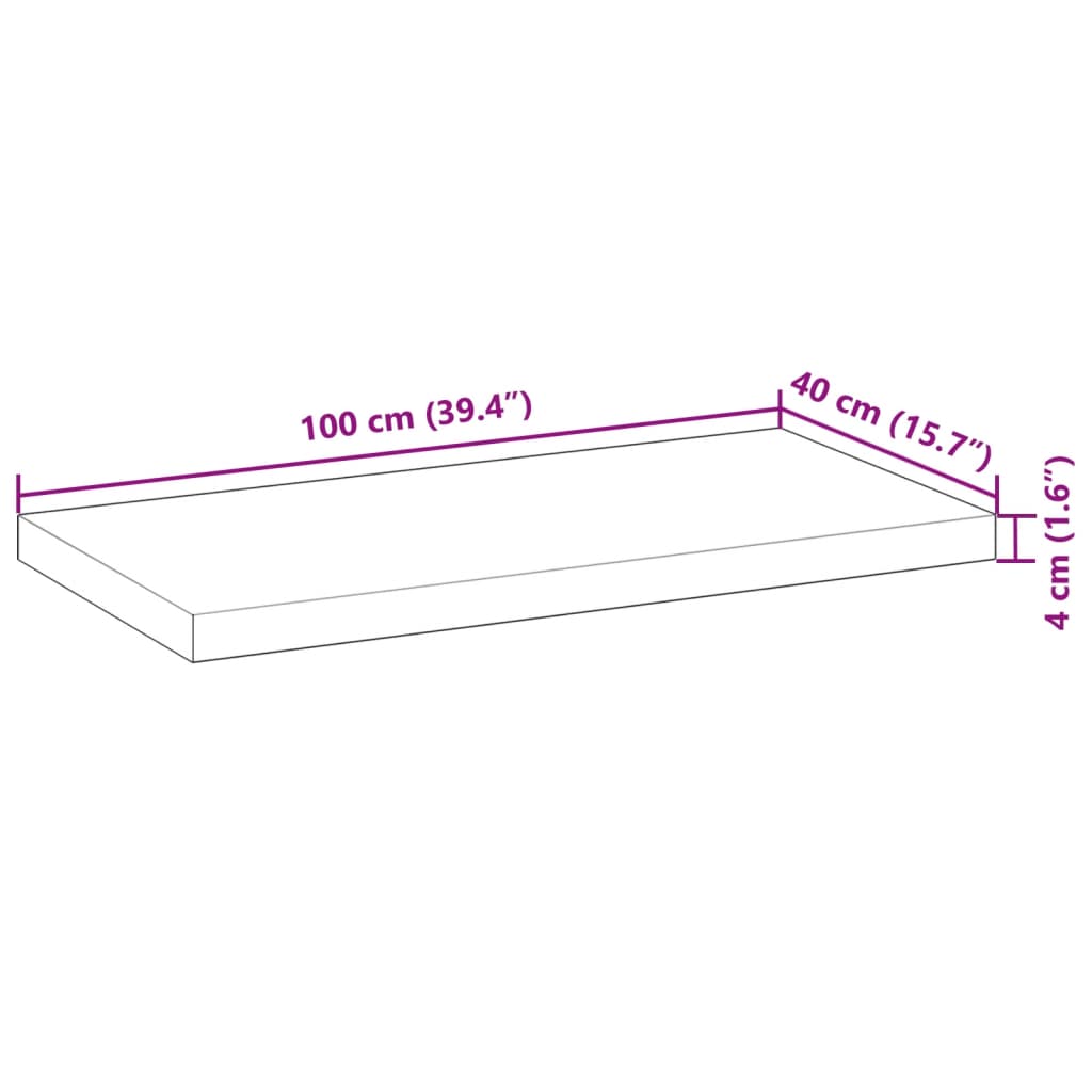 Dessus de table 100x40x4 cm rectangulaire bois massif d'acacia - XIOS