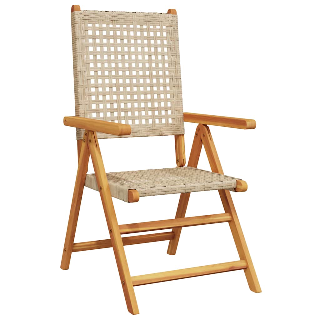 Ensemble à manger de jardin 7 pcs beige rotin et bois massif
