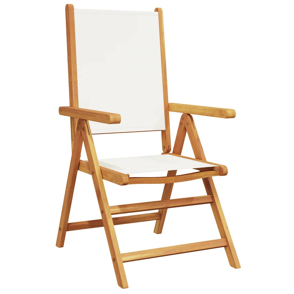 Ensemble à manger de jardin 7 pcs blanc crème tissu bois massif