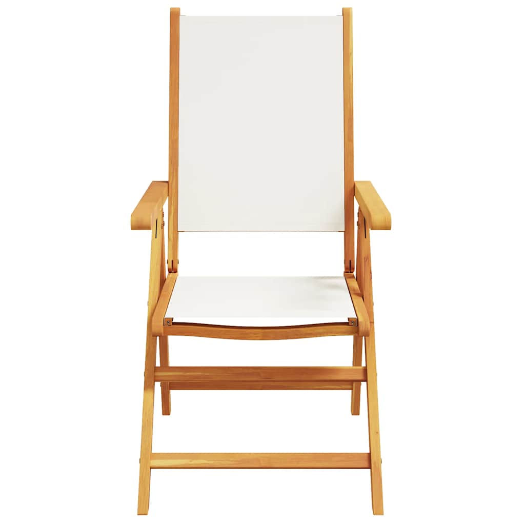 Ensemble à manger de jardin 7 pcs blanc crème tissu bois massif