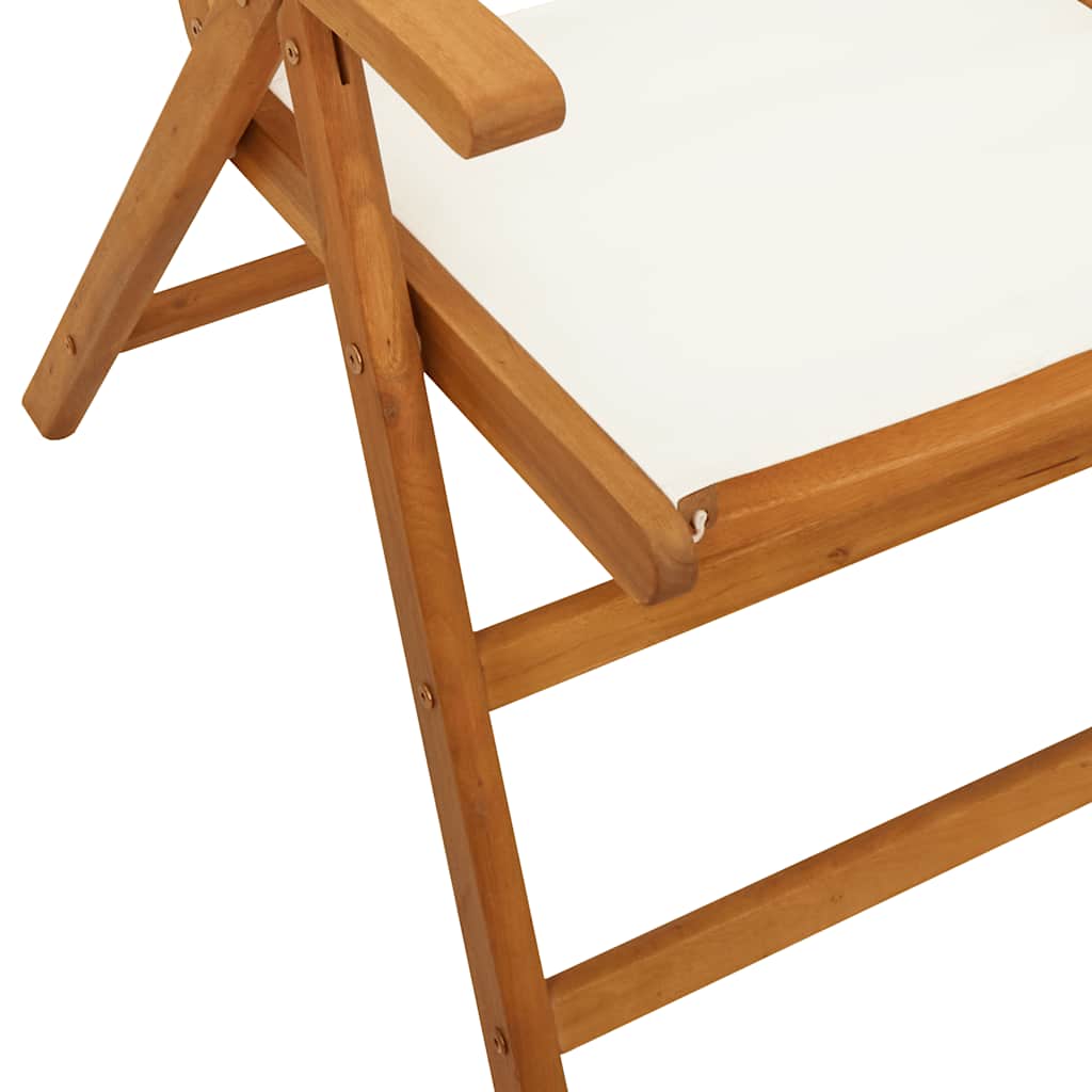 Ensemble à manger de jardin 7 pcs blanc crème tissu bois massif