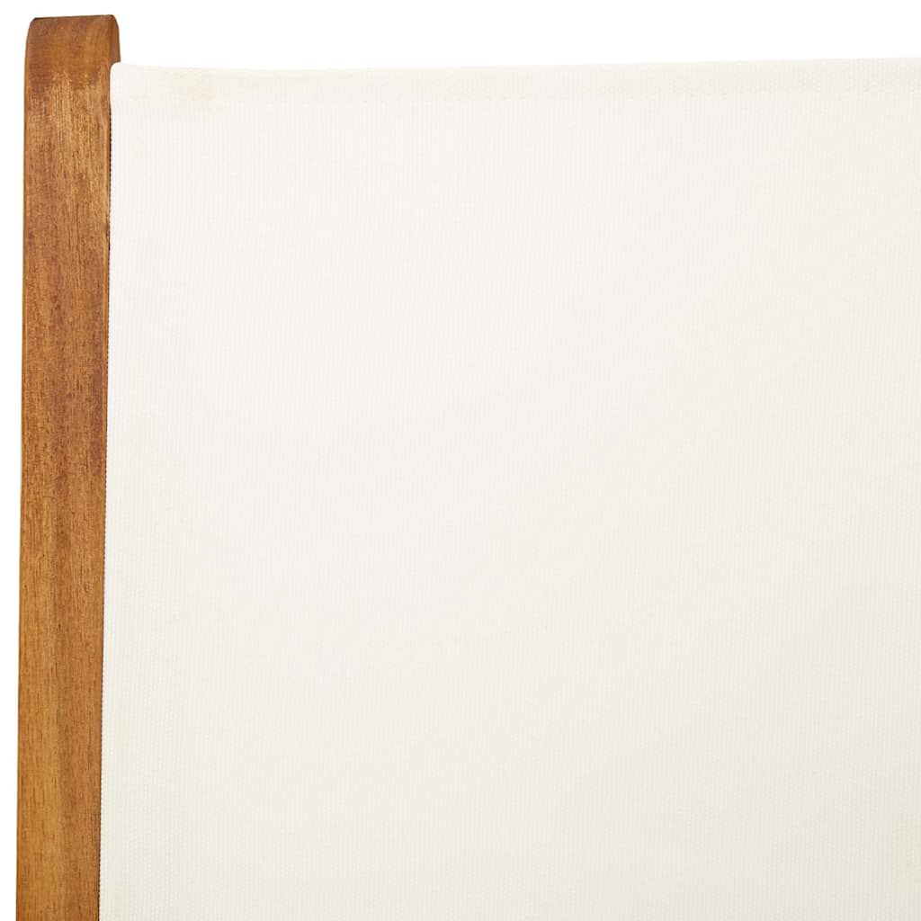 Ensemble à manger de jardin 7 pcs blanc crème tissu bois massif