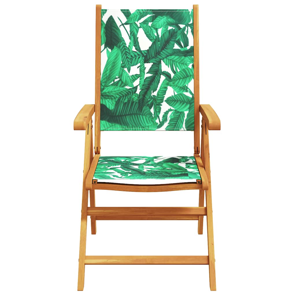 Ensemble à manger de jardin 7 pcs motif de feuilles tissu bois - XIOS