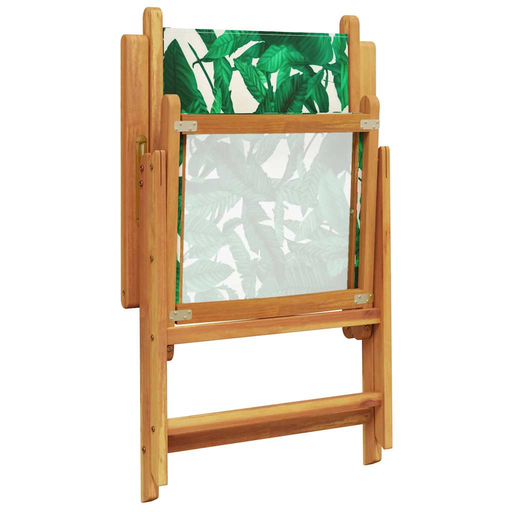 Ensemble à manger de jardin 7 pcs motif de feuilles tissu bois - XIOS