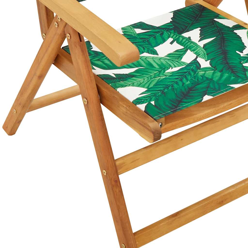 Ensemble à manger de jardin 7 pcs motif de feuilles tissu bois - XIOS
