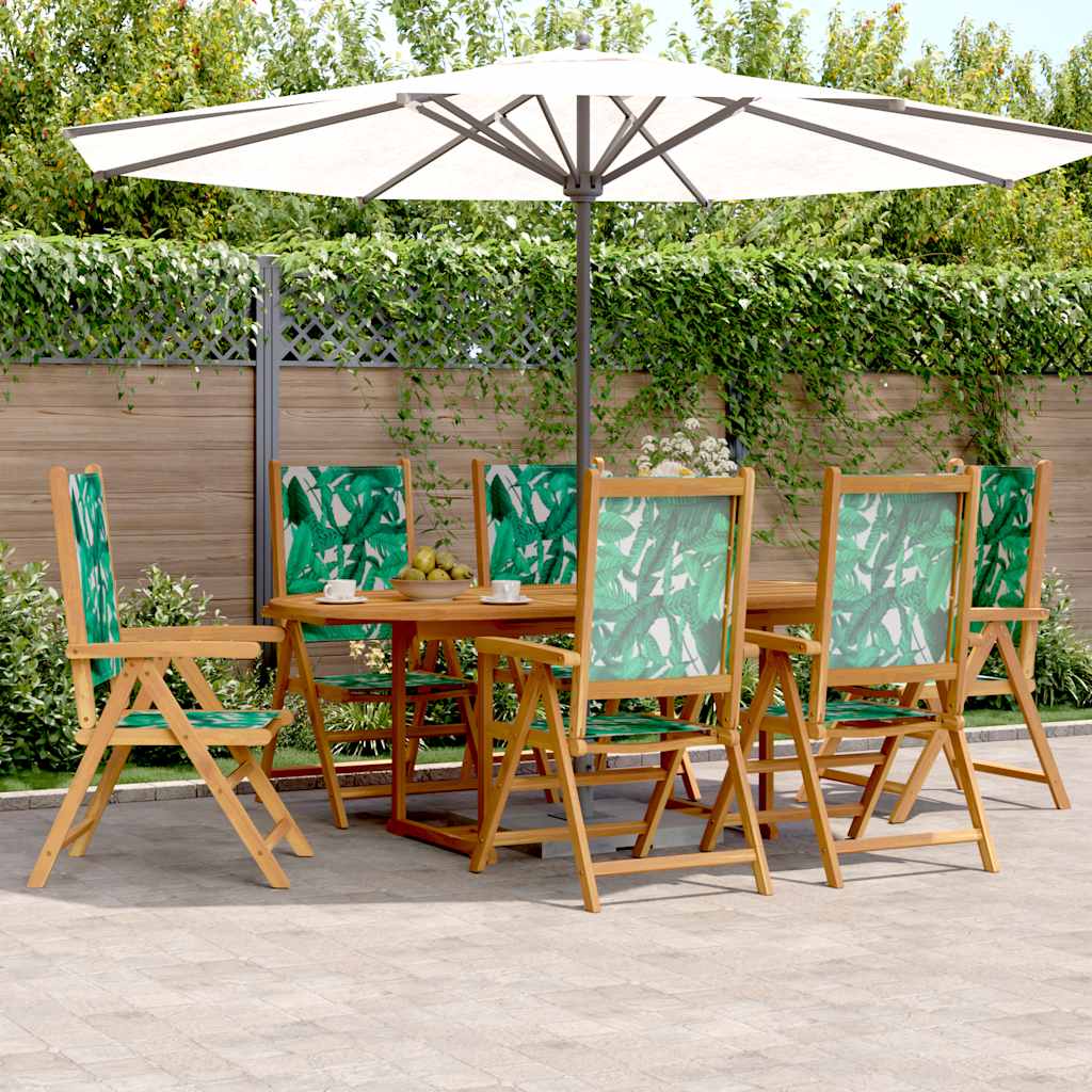 Ensemble à manger de jardin 7 pcs motif de feuilles tissu bois - XIOS