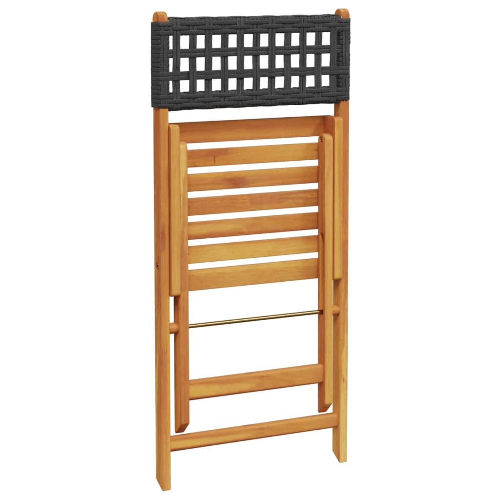 Ensemble de bistro 3 pcs noir résine tressée et bois massif - XIOS