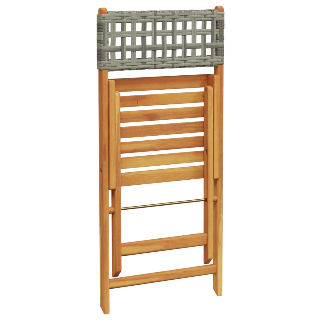 Ensemble de bistro 3 pcs gris résine tressée et bois massif - XIOS