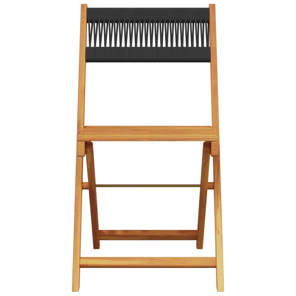 Ensemble de bistro 3 pcs noir polypropylène et bois massif - XIOS
