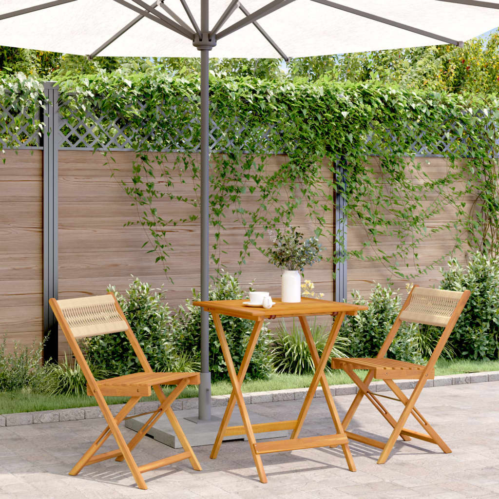 Ensemble de bistro 3 pcs beige polypropylène et bois massif - XIOS