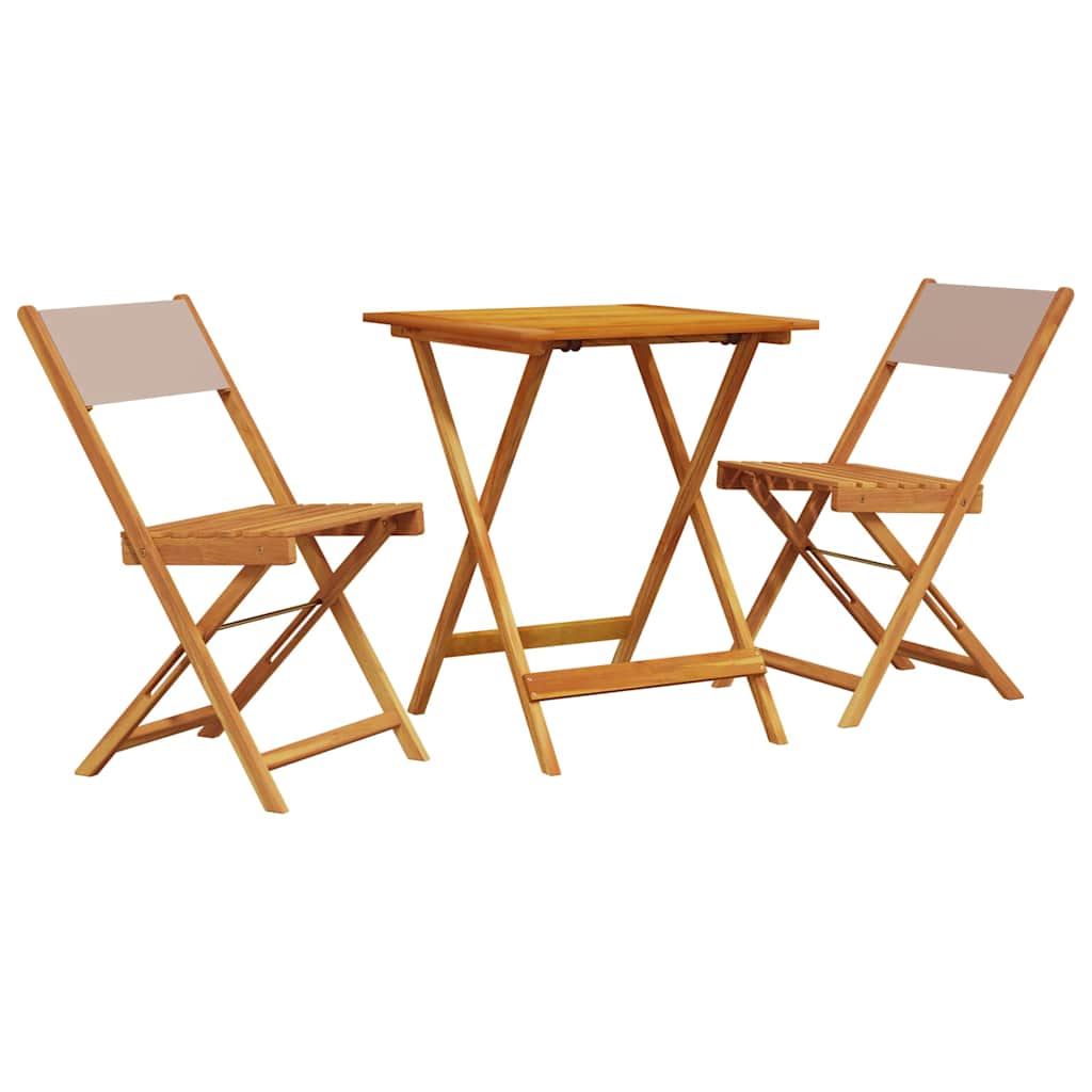 Ensemble de bistro 3 pcs taupe tissu et bois massif - XIOS