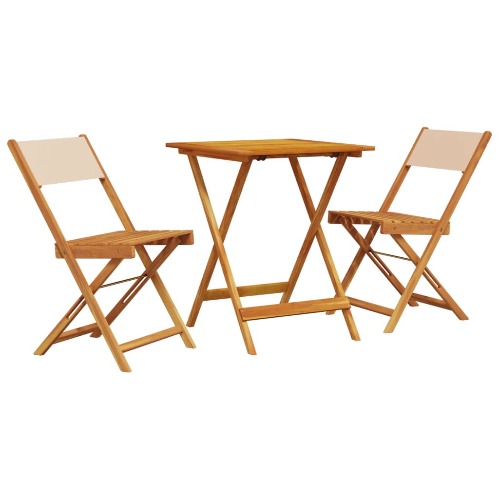 Ensemble de bistro 3 pcs beige tissu et bois massif - XIOS
