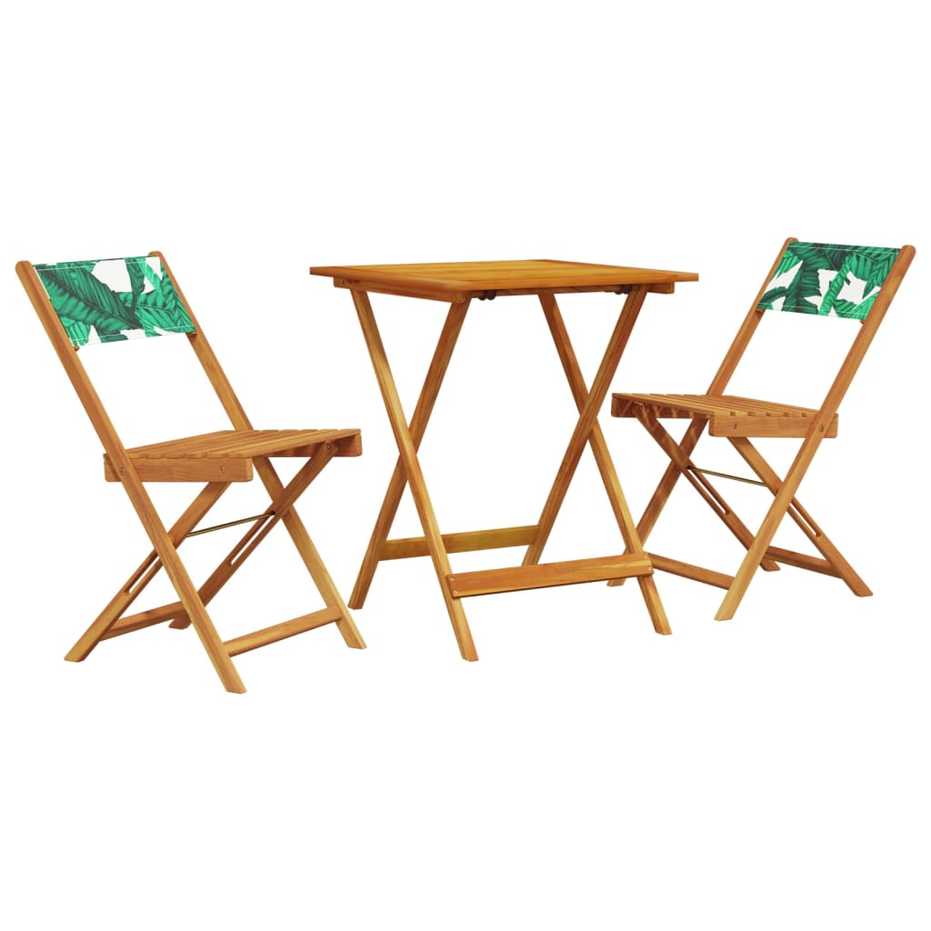 Ensemble de bistro 3 pcs motif de feuilles tissu et bois massif - XIOS