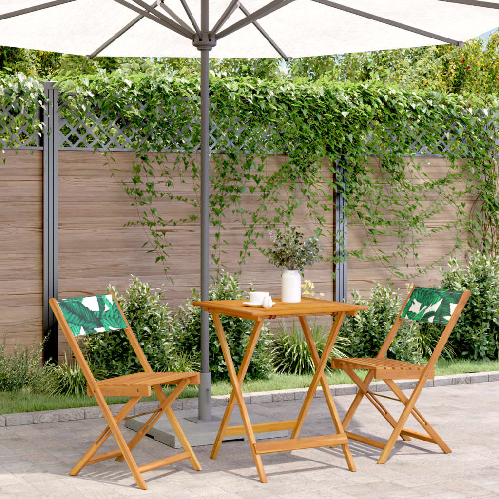 Ensemble de bistro 3 pcs motif de feuilles tissu et bois massif - XIOS