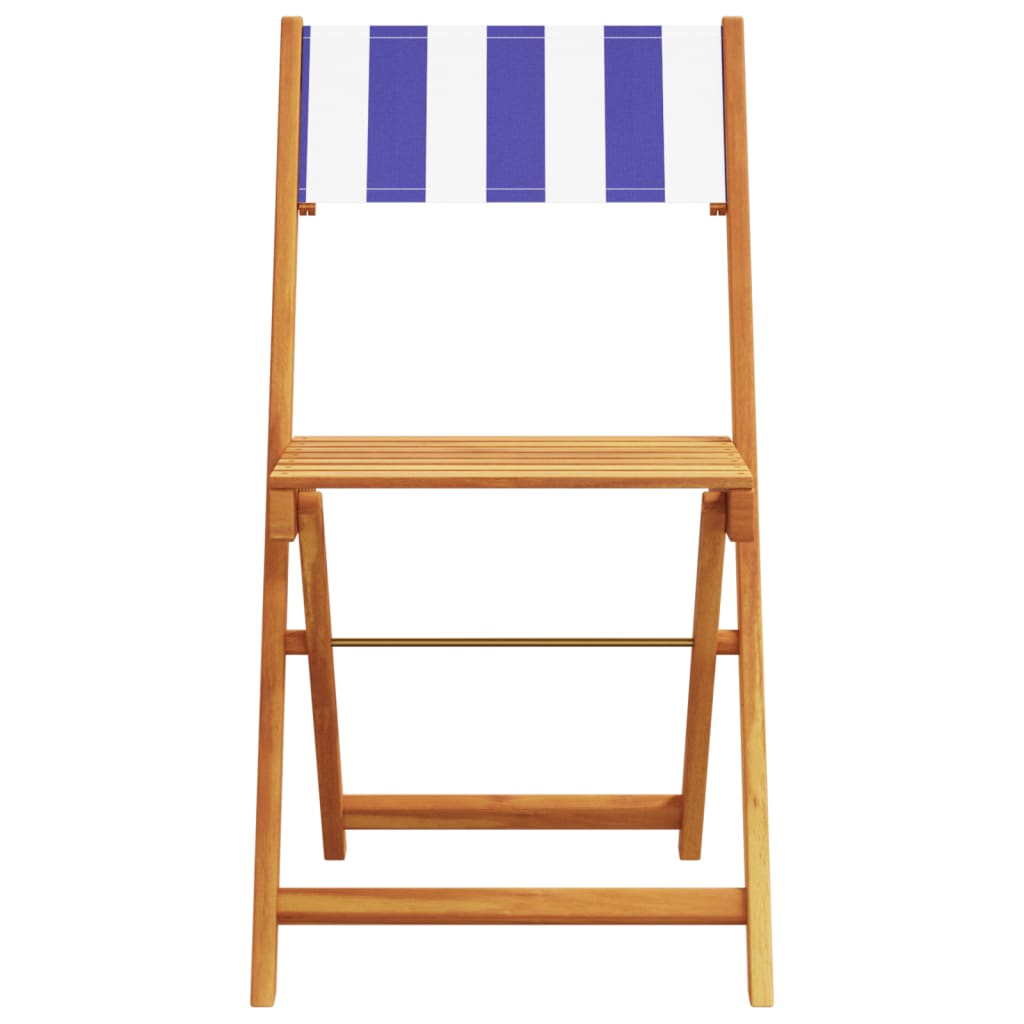 Ensemble de bistro 3 pcs bleu et blanc tissu et bois massif - XIOS