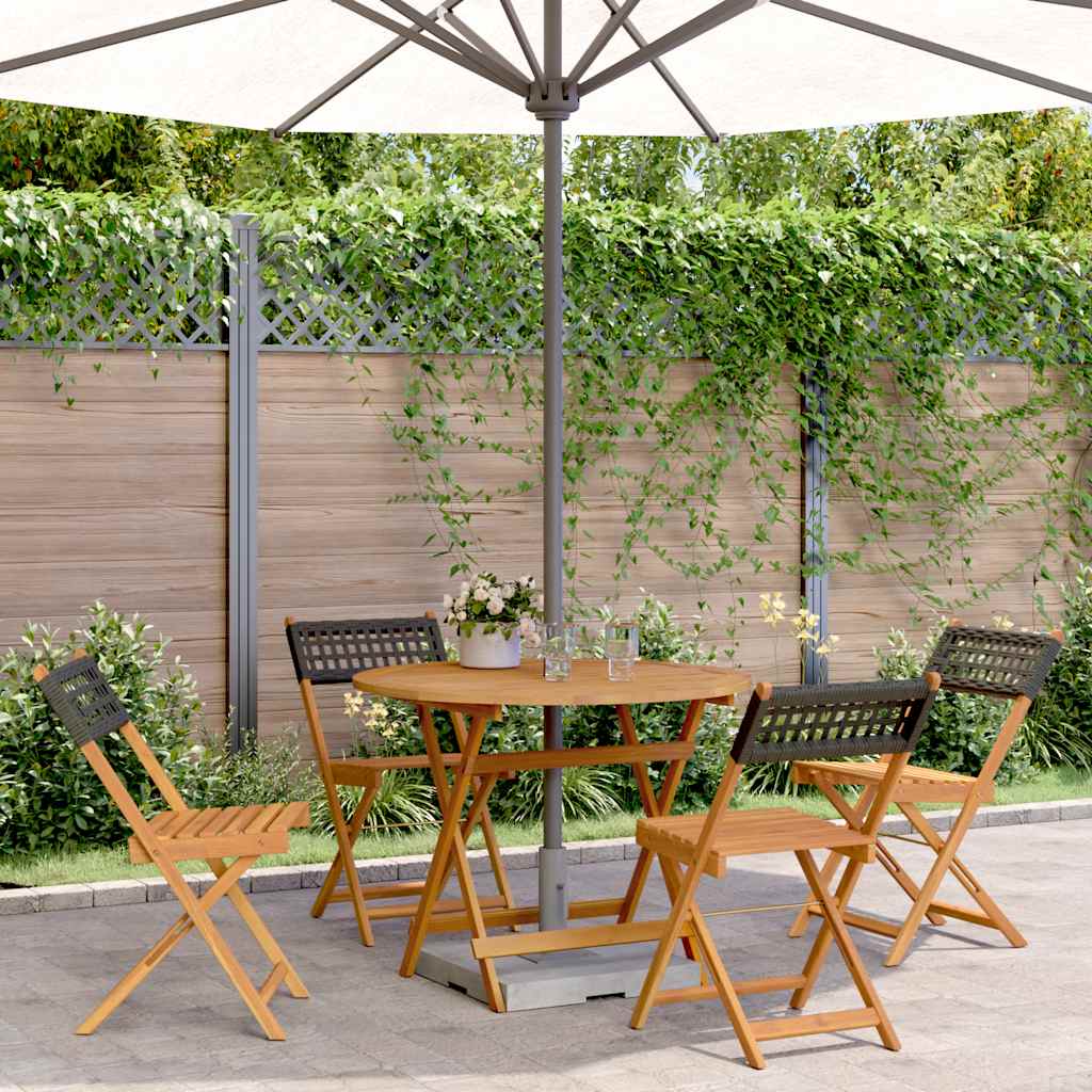 Ensemble à manger de jardin 5 pcs résine tressée et bois massif - XIOS