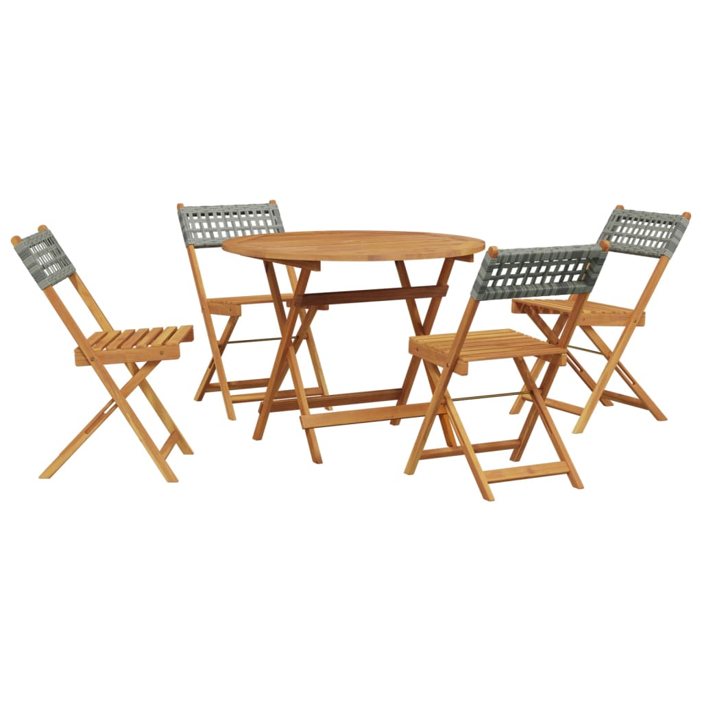 Ensemble à manger de jardin 5 pcs résine tressée et bois massif - XIOS