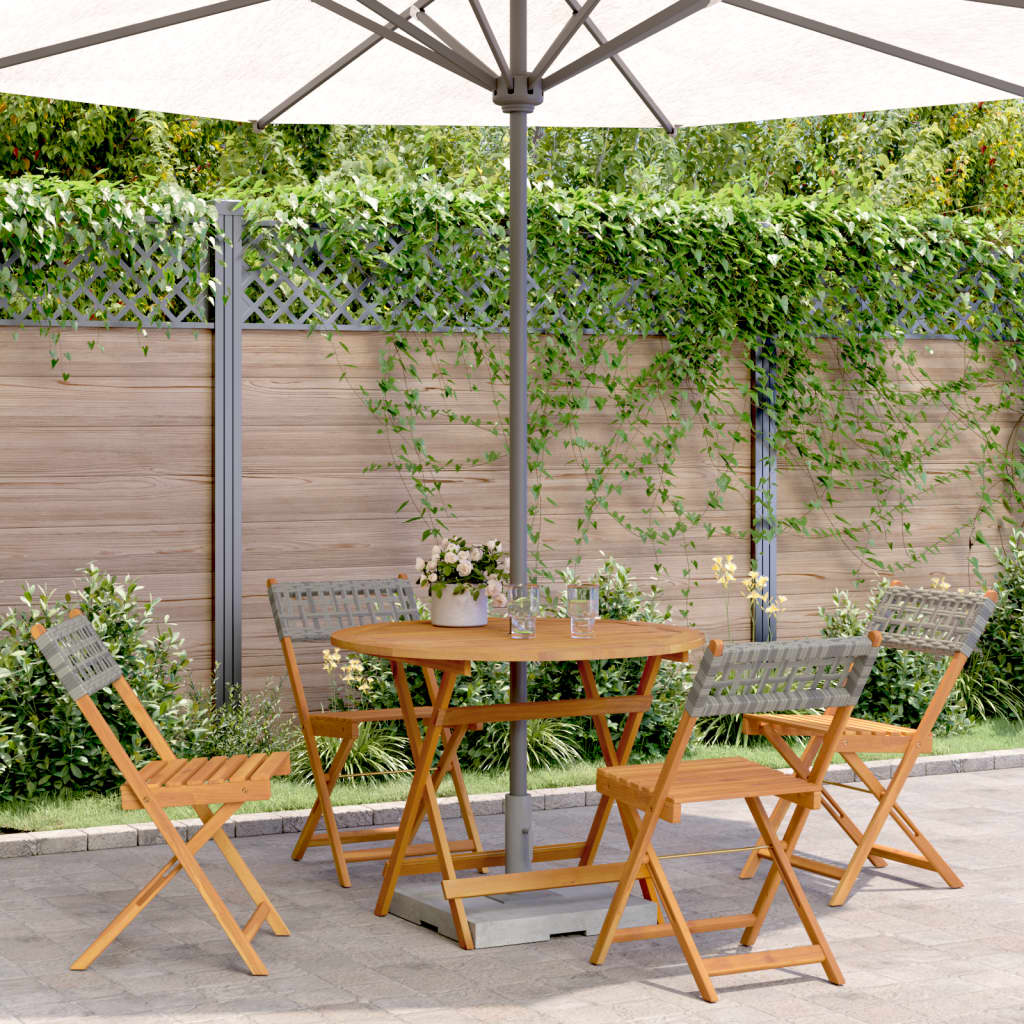 Ensemble à manger de jardin 5 pcs résine tressée et bois massif - XIOS