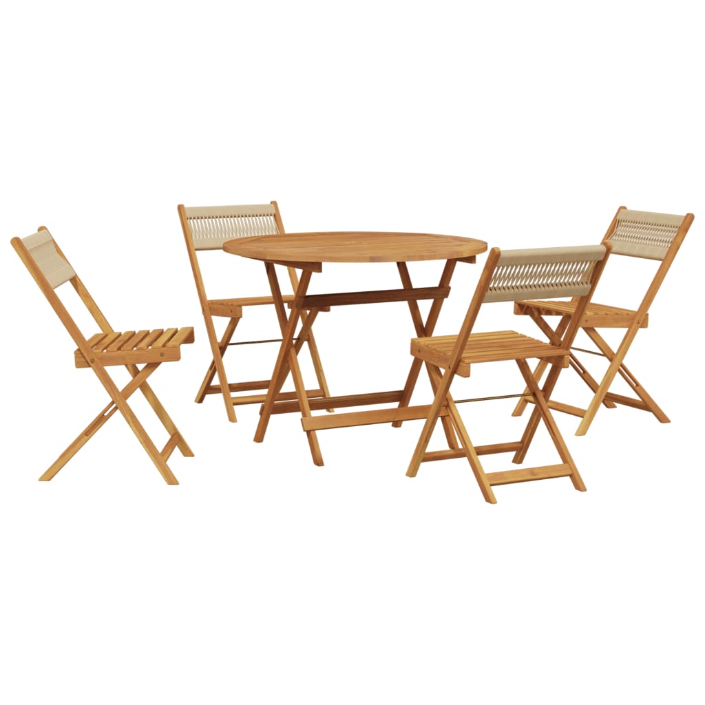 Ensemble à manger de jardin 5pcs beige polypropylène et bois - XIOS
