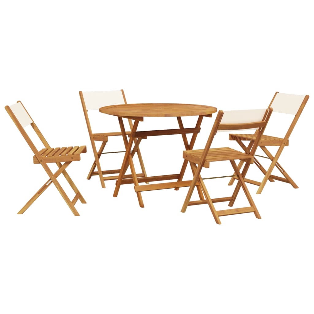 Ensemble à manger de jardin 5 pcs blanc crème tissu bois massif - XIOS