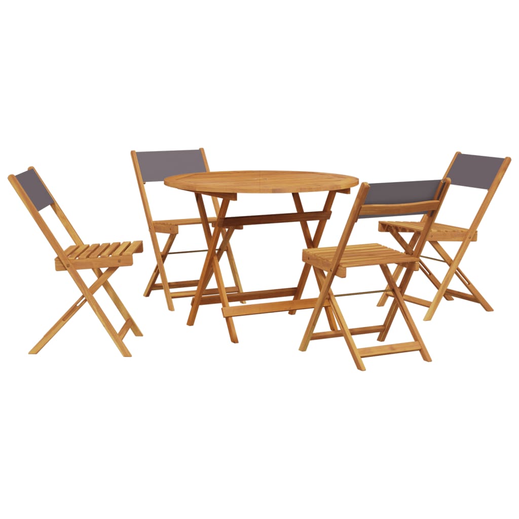 Ensemble à manger de jardin 5 pcs anthracite tissu bois massif - XIOS