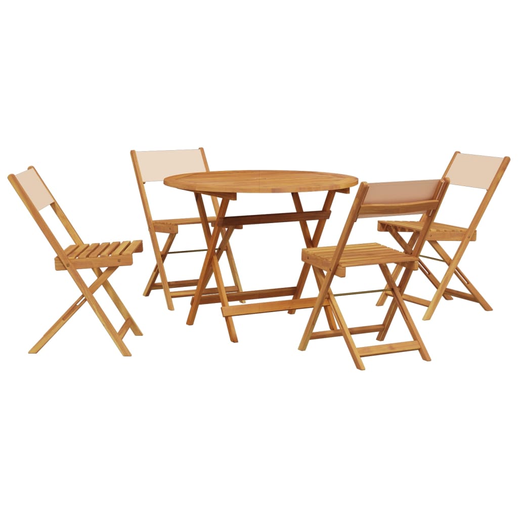 Ensemble à manger de jardin 5 pcs beige tissu et bois massif - XIOS
