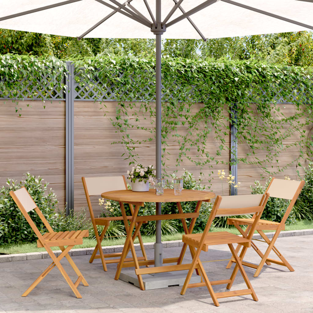 Ensemble à manger de jardin 5 pcs beige tissu et bois massif - XIOS