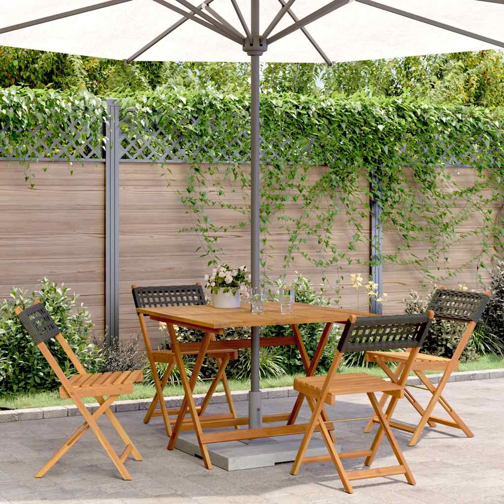 Ensemble à manger de jardin 5 pcs résine tressée et bois massif - XIOS