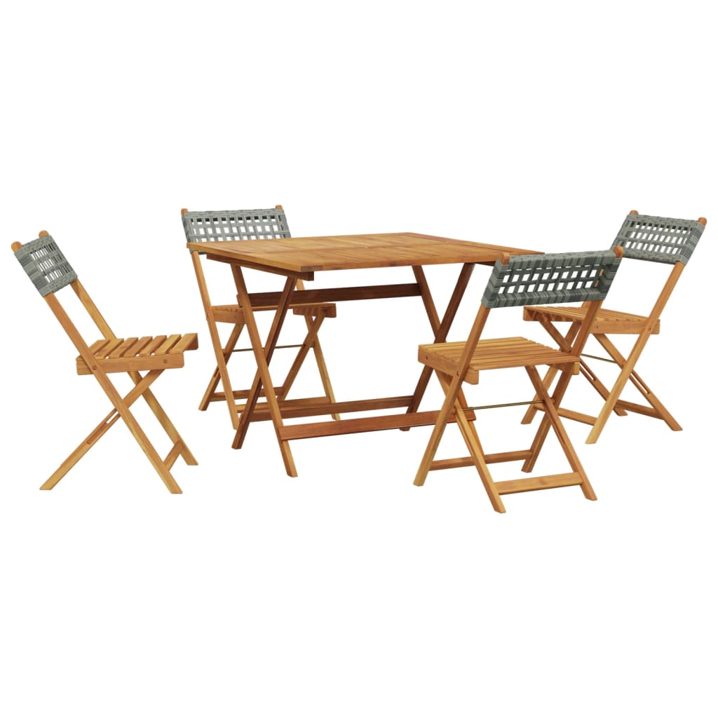 Ensemble à manger de jardin 5 pcs résine tressée et bois massif - XIOS