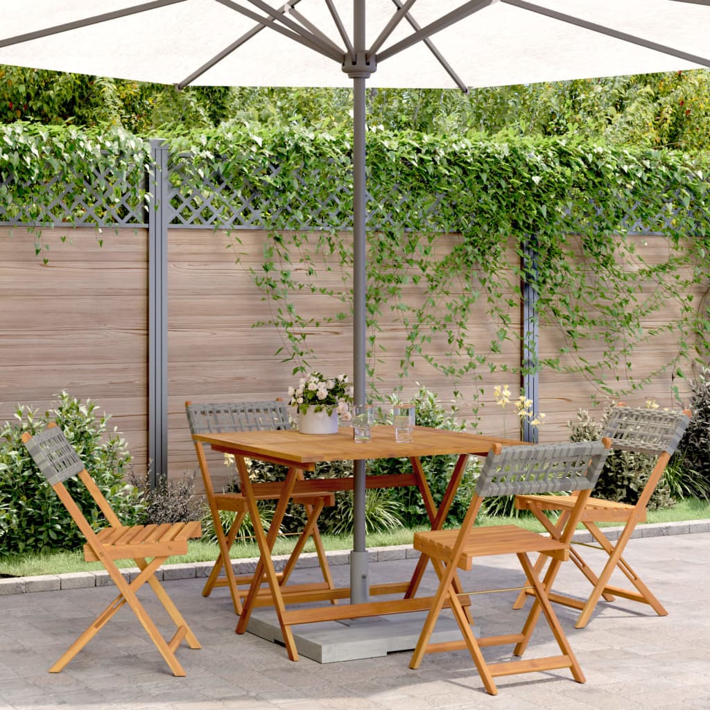Ensemble à manger de jardin 5 pcs résine tressée et bois massif - XIOS