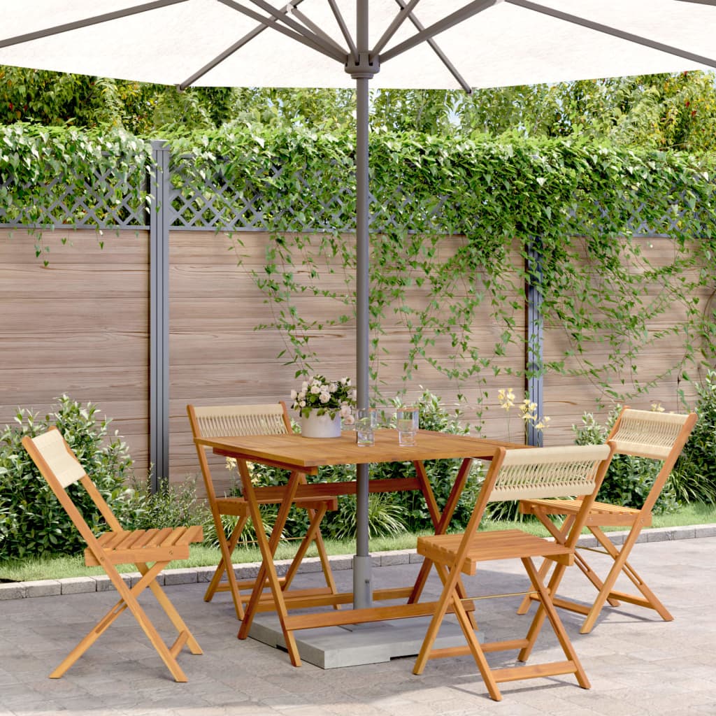 Ensemble à manger de jardin 5pcs beige polypropylène et bois - XIOS