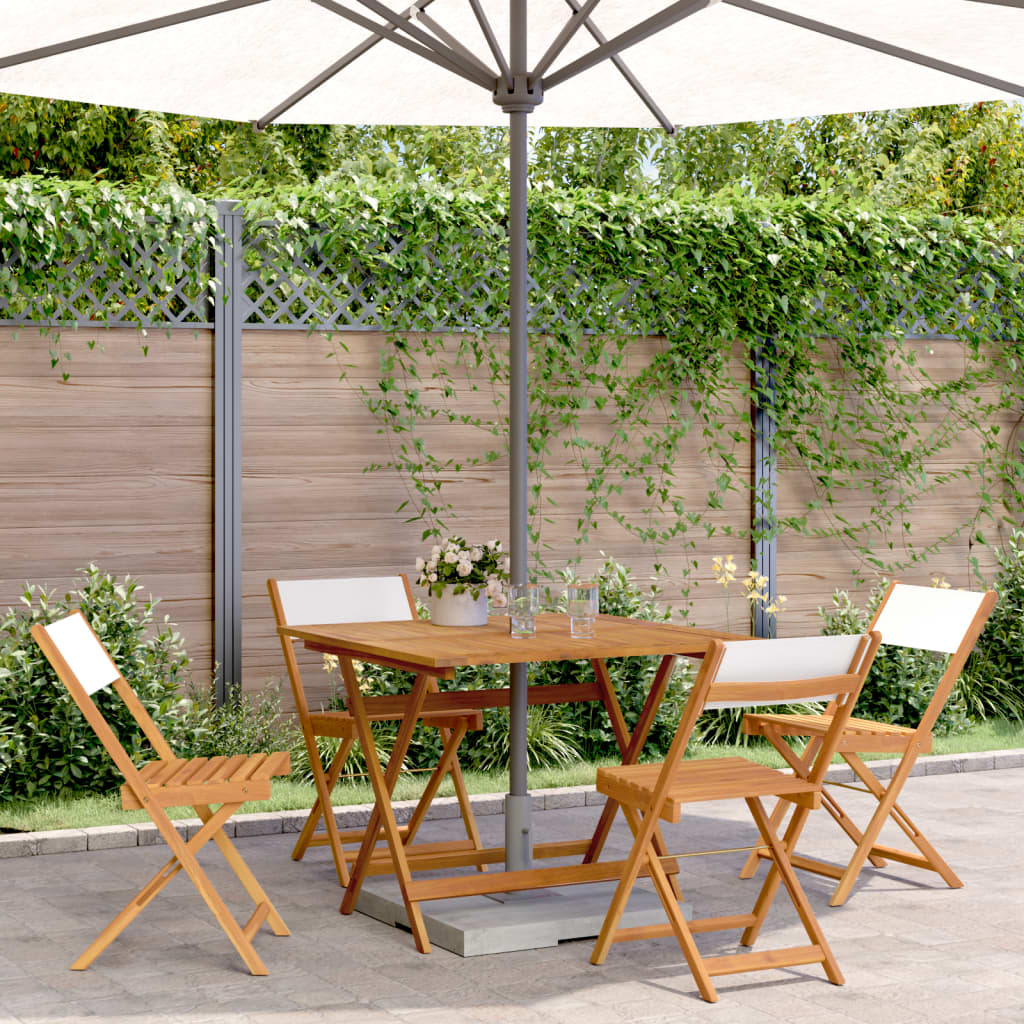 Ensemble à manger de jardin 5 pcs blanc crème tissu bois massif - XIOS