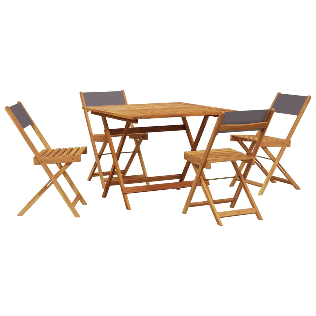 Ensemble à manger de jardin 5 pcs anthracite tissu bois massif - XIOS