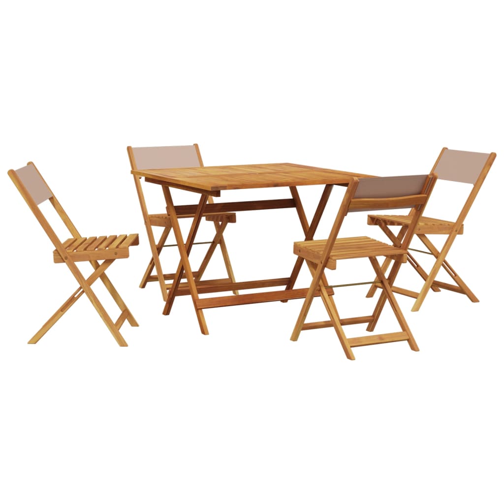 Ensemble à manger de jardin 5 pcs taupe tissu et bois massif - XIOS