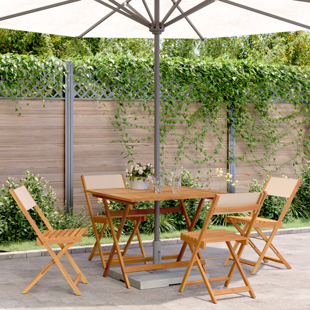 Ensemble à manger de jardin 5 pcs beige tissu et bois massif - XIOS