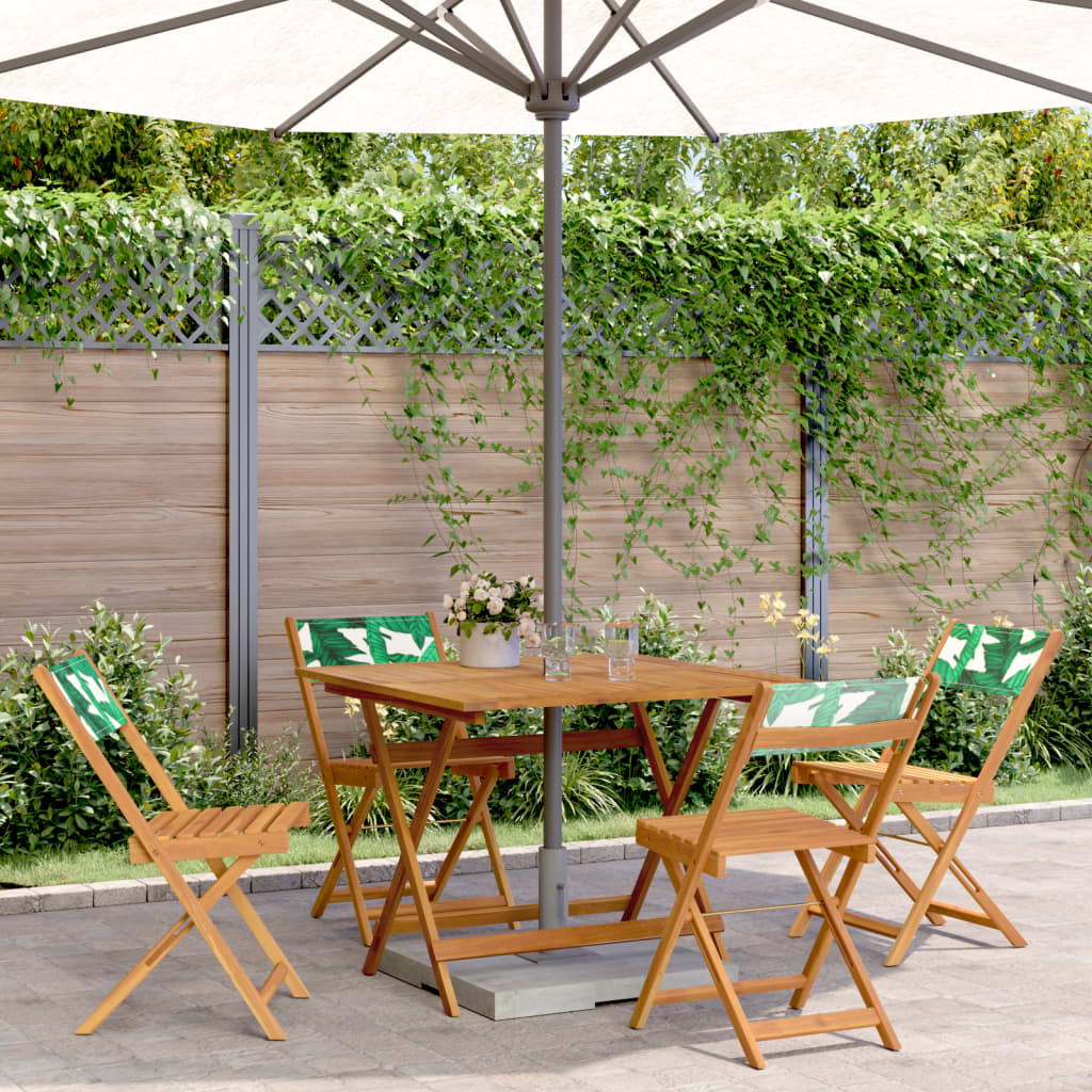 Ensemble à manger de jardin 5 pcs motif de feuilles tissu bois - XIOS