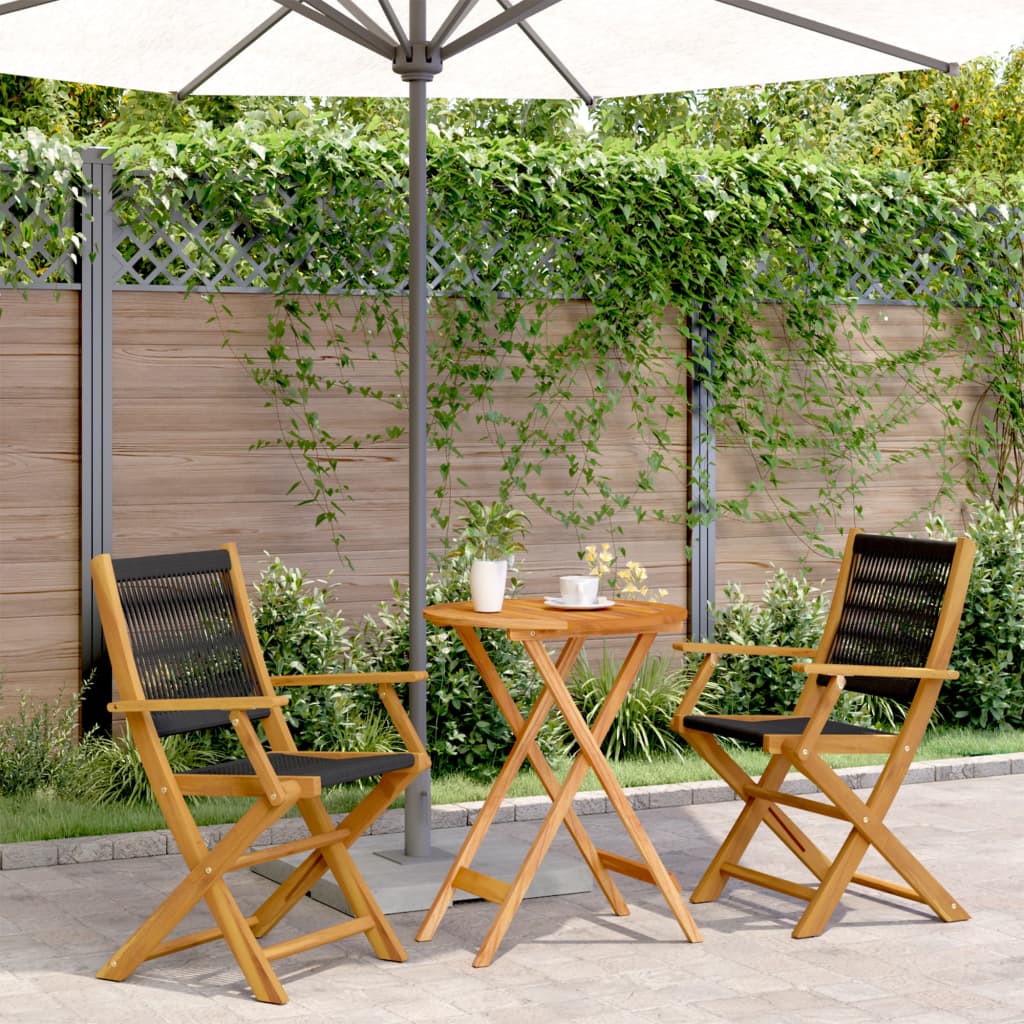 Ensemble de bistro 3 pcs noir polypropylène et bois massif - XIOS