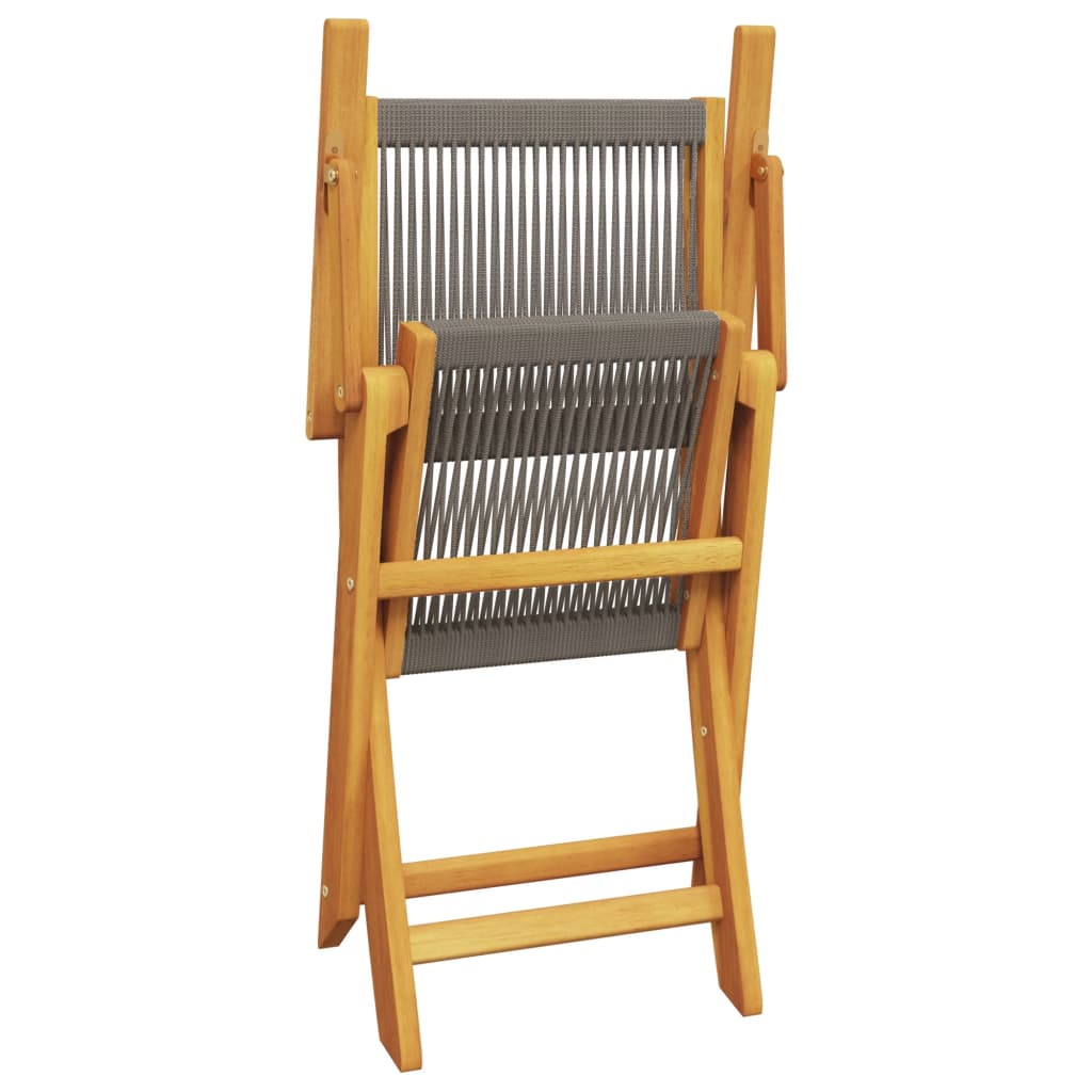 Ensemble de bistro 3 pcs gris polypropylène et bois massif - XIOS