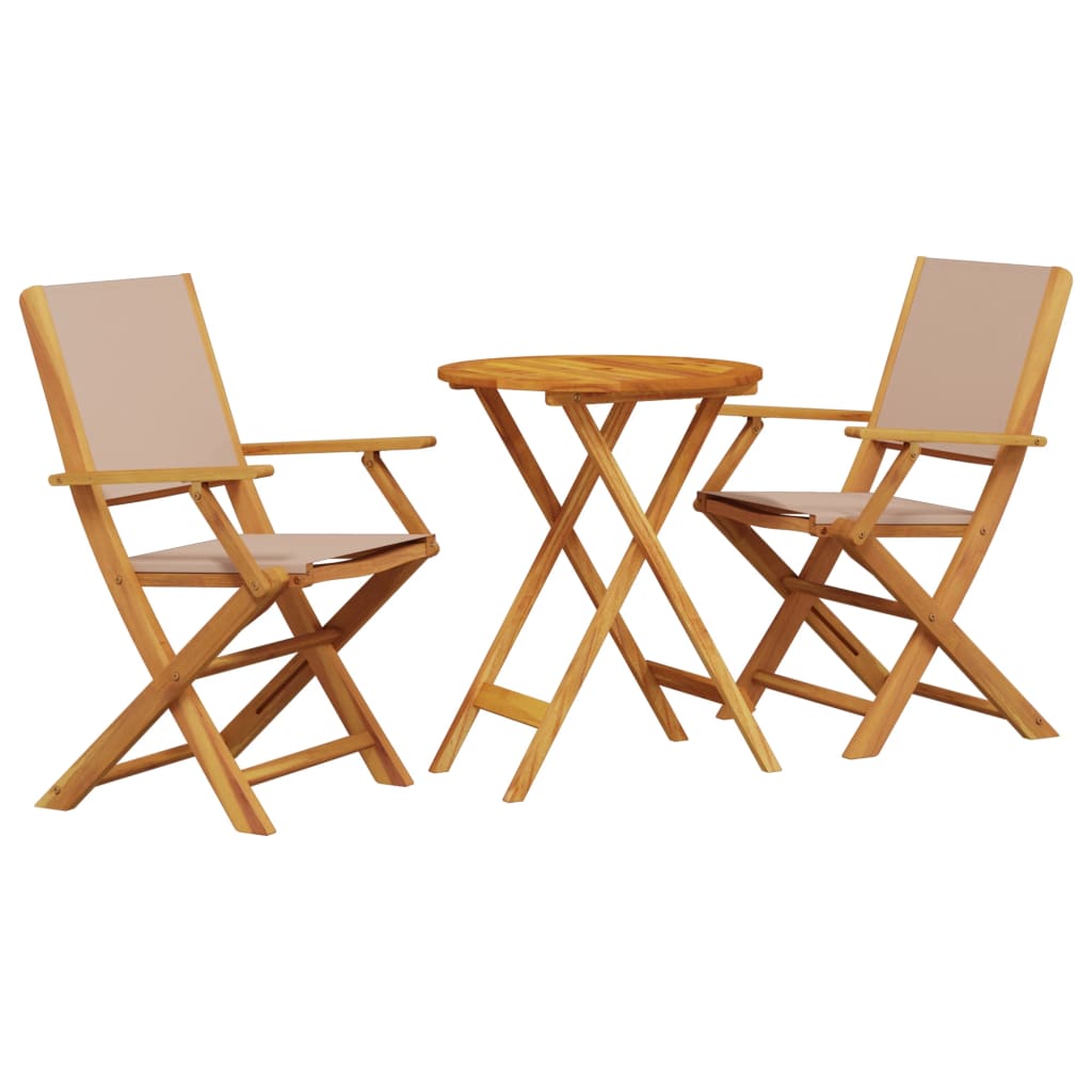 Ensemble de bistro 3 pcs taupe tissu et bois massif - XIOS