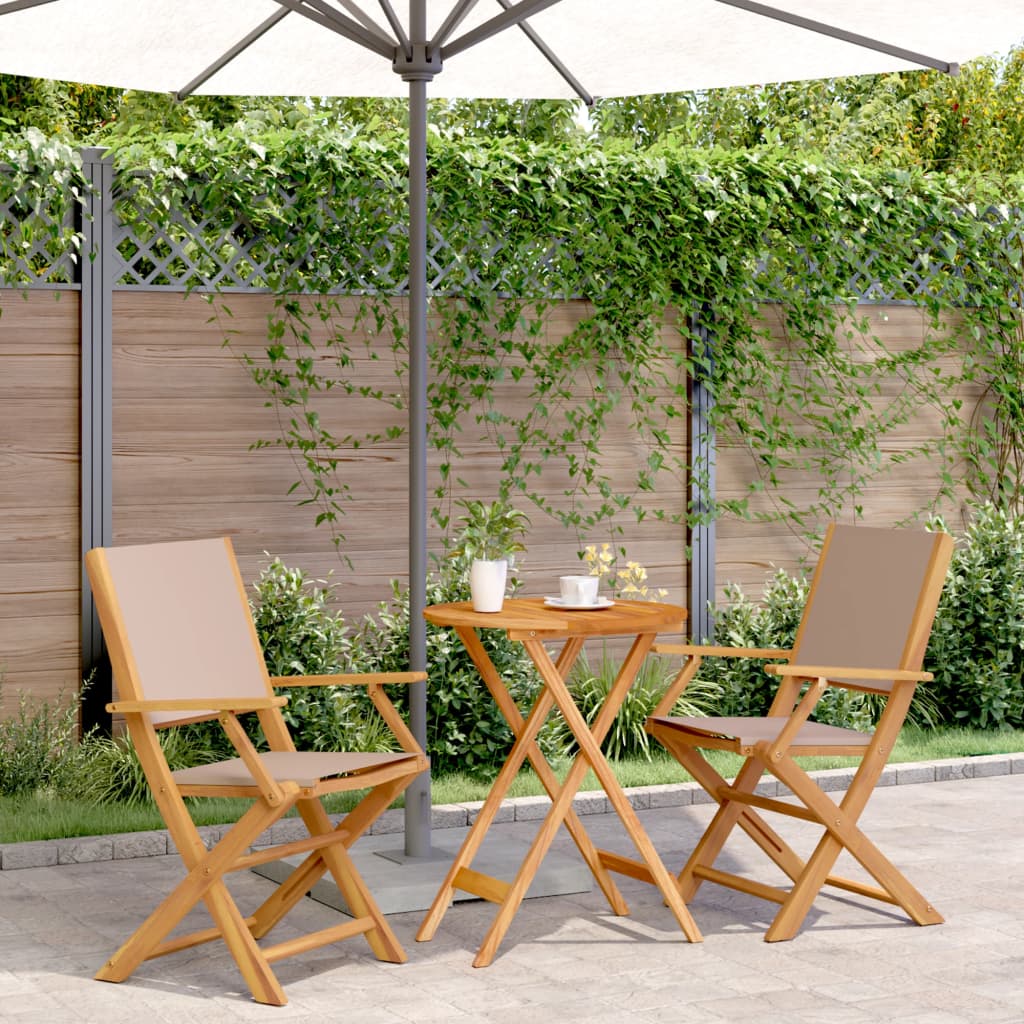 Ensemble de bistro 3 pcs taupe tissu et bois massif - XIOS