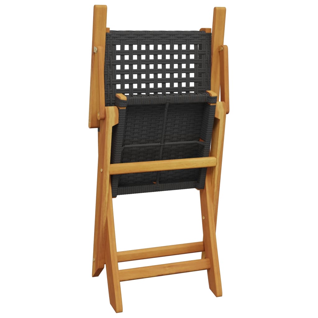 Ensemble de bistro 3 pcs noir résine tressée et bois massif - XIOS