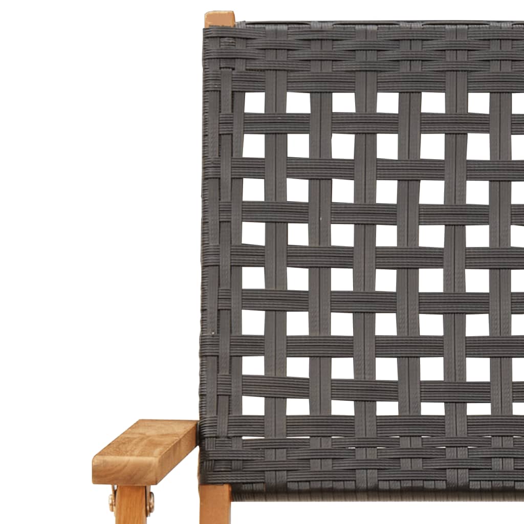 Ensemble de bistro 3 pcs noir résine tressée et bois massif - XIOS